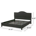 King Size Upholstered Platform Bed with Tufted Arched Headboard