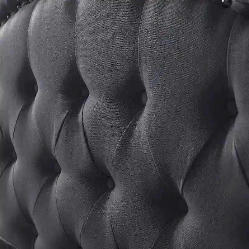 King Size Upholstered Platform Bed with Tufted Arched Headboard