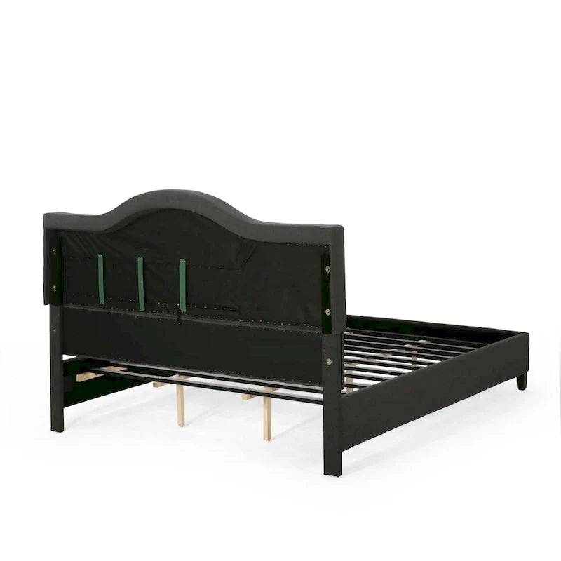 King Size Upholstered Platform Bed with Tufted Arched Headboard