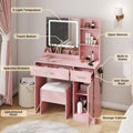 Vanity Desk with LED Mirror and Charging Station