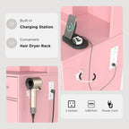 Vanity Desk with LED Mirror and Charging Station