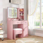 Vanity Desk with LED Mirror and Charging Station