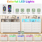8-Drawer Dresser with Charging Station and LED Lights