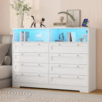8-Drawer Dresser with Charging Station and LED Lights
