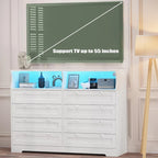 8-Drawer Dresser with Charging Station and LED Lights