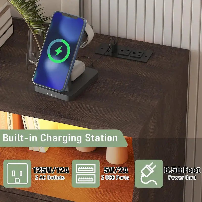 8-Drawer Dresser with Charging Station and LED Lights