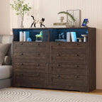 8-Drawer Dresser with Charging Station and LED Lights