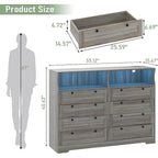 8-Drawer Dresser with Charging Station and LED Lights