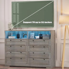 8-Drawer Dresser with Charging Station and LED Lights