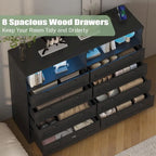 8-Drawer Dresser with Charging Station and LED Lights