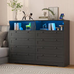 8-Drawer Dresser with Charging Station and LED Lights