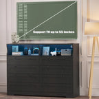 8-Drawer Dresser with Charging Station and LED Lights