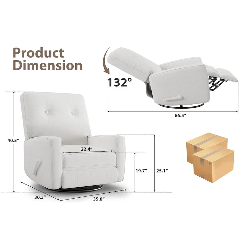 360° Swivel Glider Recliner Chair with Adjustable Footrest