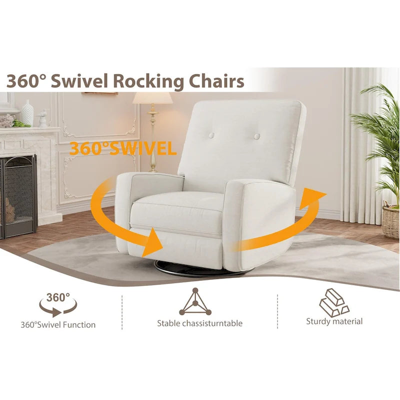 360° Swivel Glider Recliner Chair with Adjustable Footrest