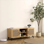 TV Stand Storage Cabinet with Rattan Net, 51.2 Inch