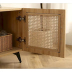 TV Stand Storage Cabinet with Rattan Net, 51.2 Inch