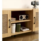 TV Stand Storage Cabinet with Rattan Net, 51.2 Inch