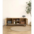 TV Stand Storage Cabinet with Rattan Net, 51.2 Inch