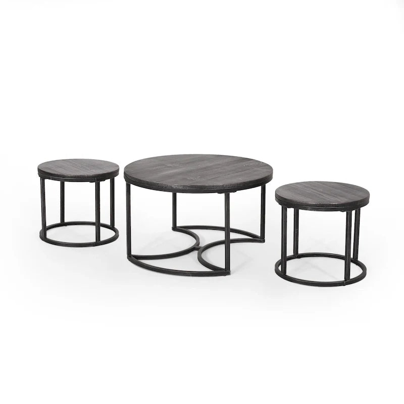 Modern Industrial 3-Piece Coffee Table Set
