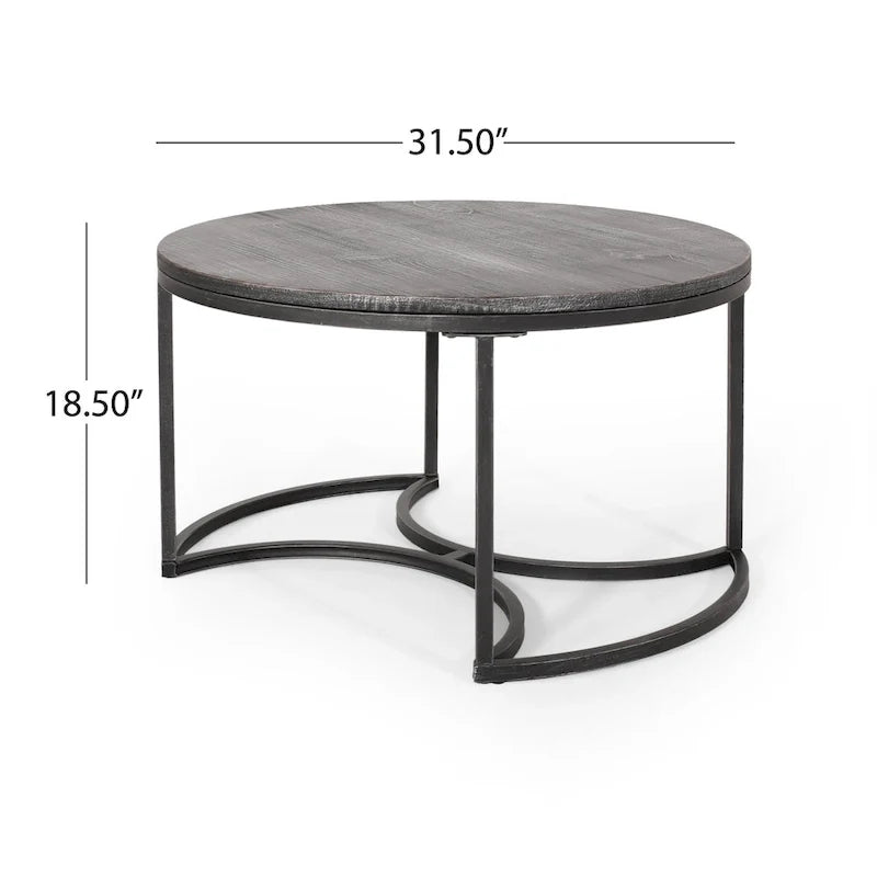 Modern Industrial 3-Piece Coffee Table Set