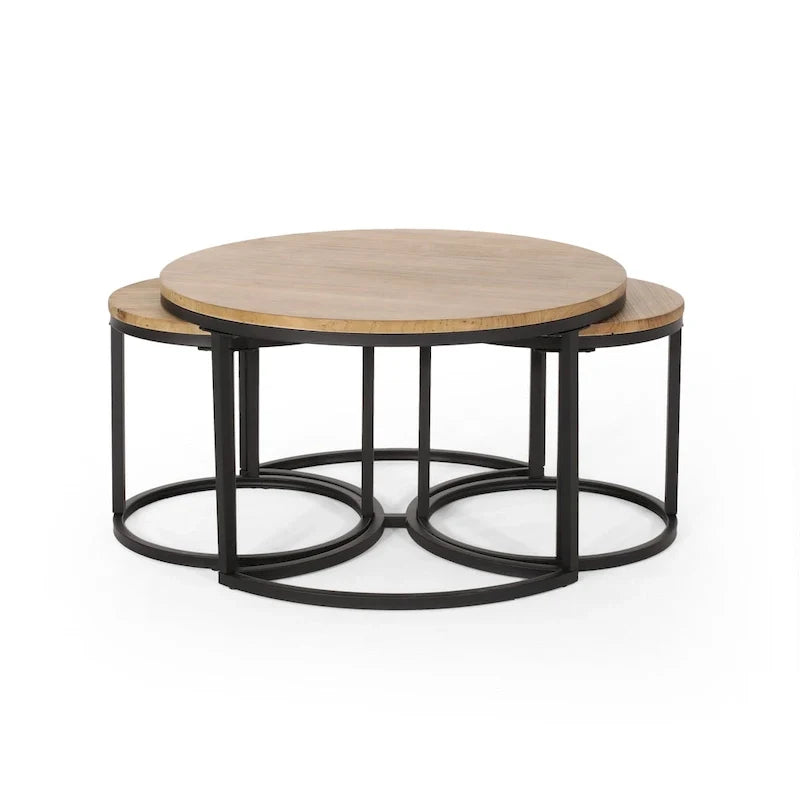 Modern Industrial 3-Piece Coffee Table Set