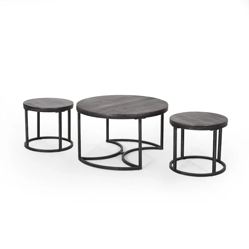Modern Industrial 3-Piece Coffee Table Set