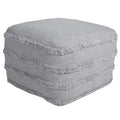Solid Textured Stripe Pouf Ottoman