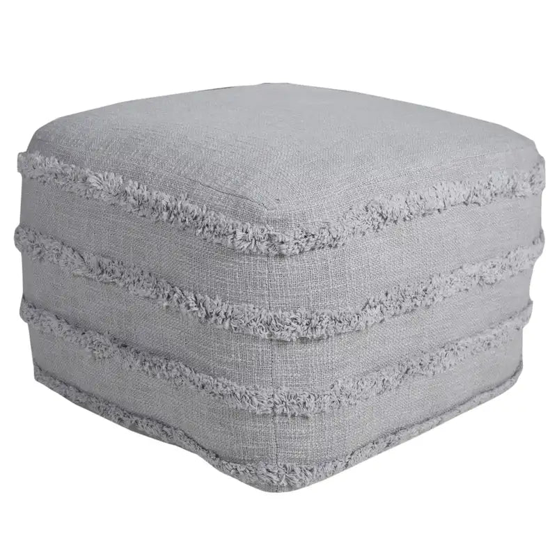 Solid Textured Stripe Pouf Ottoman