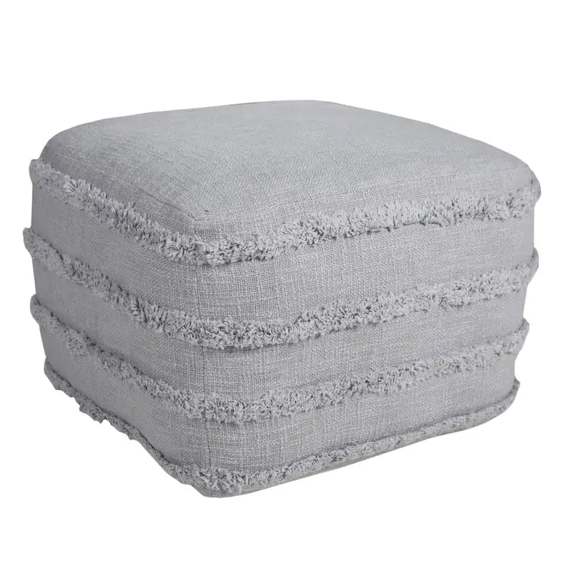 Solid Textured Stripe Pouf Ottoman