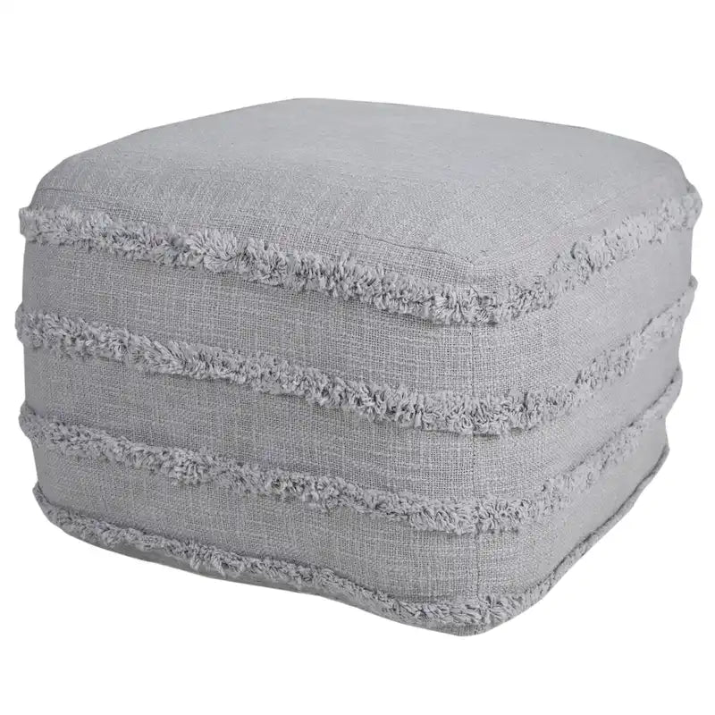 Solid Textured Stripe Pouf Ottoman