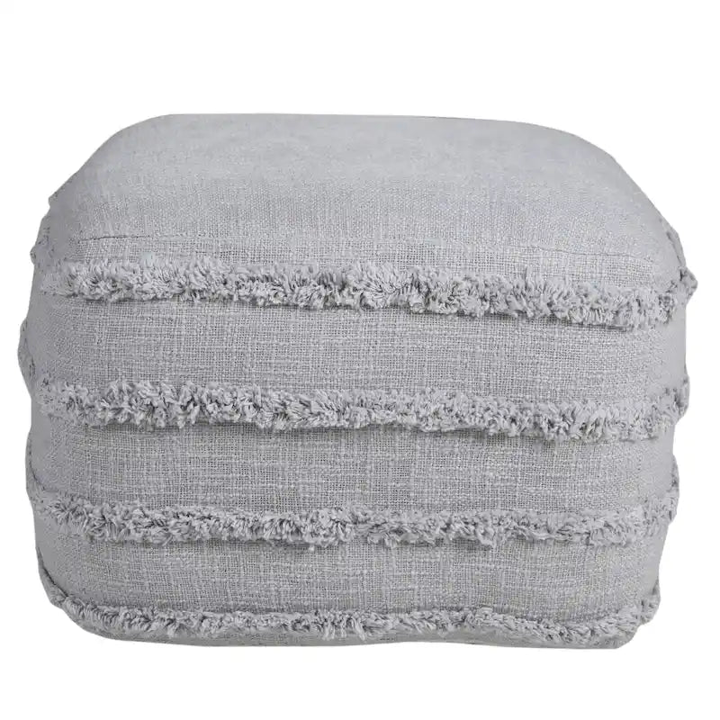 Solid Textured Stripe Pouf Ottoman