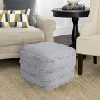 Solid Textured Stripe Pouf Ottoman