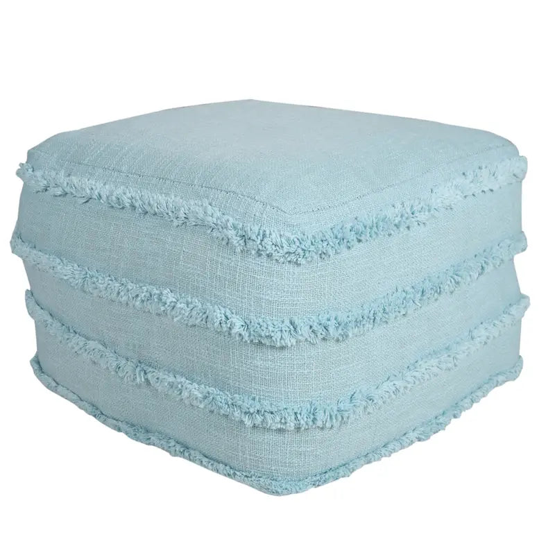 Solid Textured Stripe Pouf Ottoman