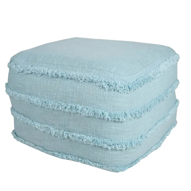 Solid Textured Stripe Pouf Ottoman