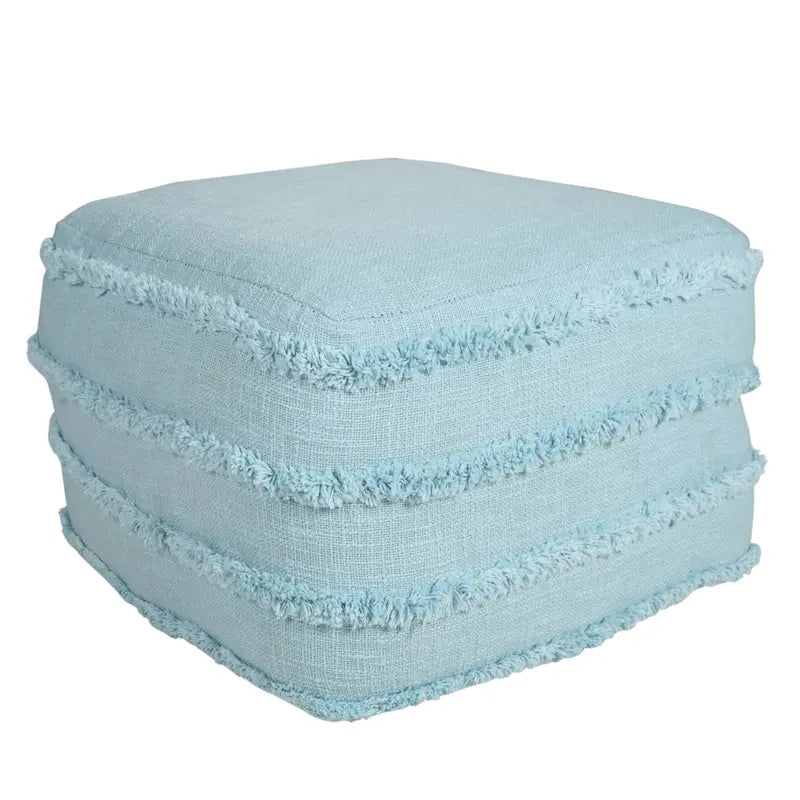Solid Textured Stripe Pouf Ottoman
