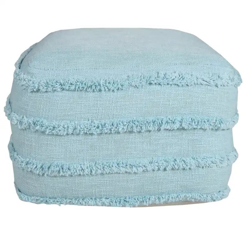 Solid Textured Stripe Pouf Ottoman