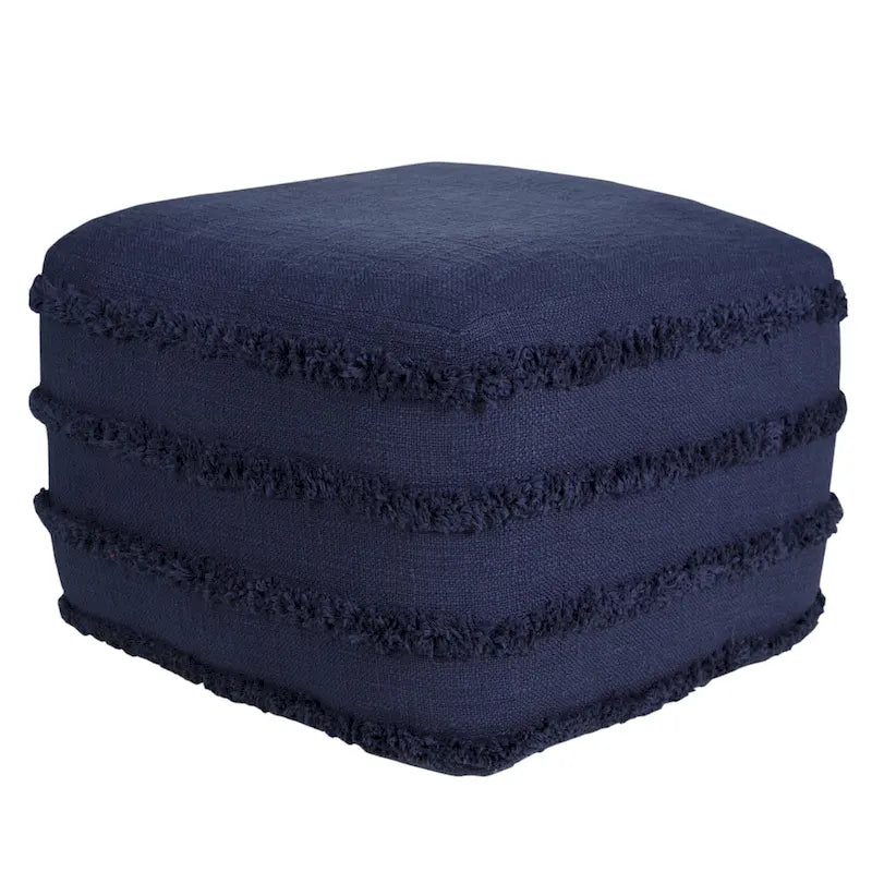 Solid Textured Stripe Pouf Ottoman