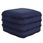 Solid Textured Stripe Pouf Ottoman