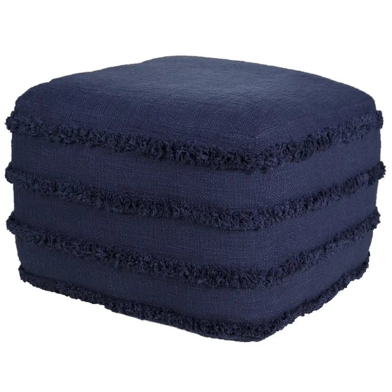 Solid Textured Stripe Pouf Ottoman