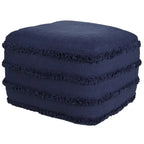 Solid Textured Stripe Pouf Ottoman