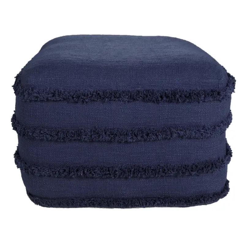 Solid Textured Stripe Pouf Ottoman