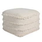 Solid Textured Stripe Pouf Ottoman