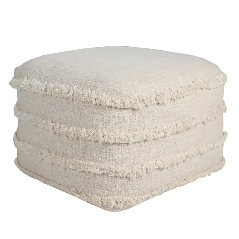 Solid Textured Stripe Pouf Ottoman