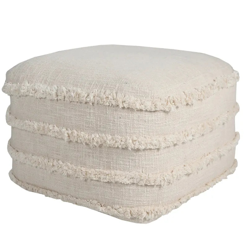 Solid Textured Stripe Pouf Ottoman