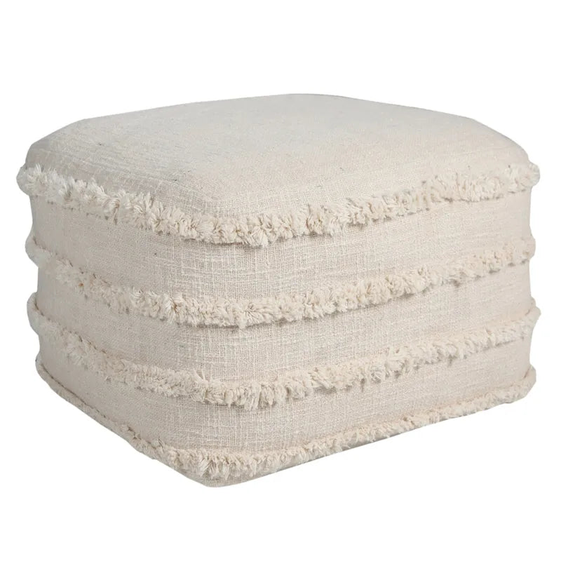Solid Textured Stripe Pouf Ottoman
