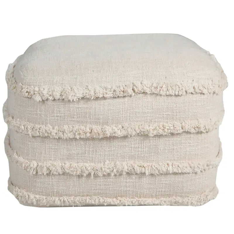 Solid Textured Stripe Pouf Ottoman