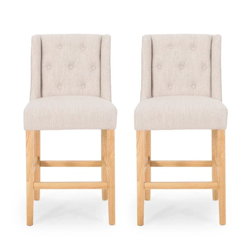 Button-Tufted Wingback Counter Stools (Set of 2)