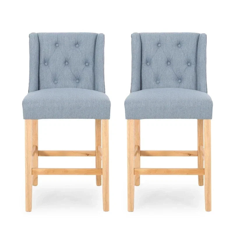 Button-Tufted Wingback Counter Stools (Set of 2)