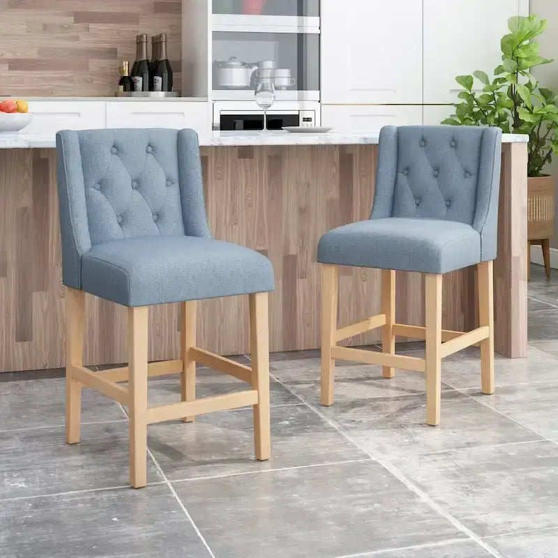 Button-Tufted Wingback Counter Stools (Set of 2)