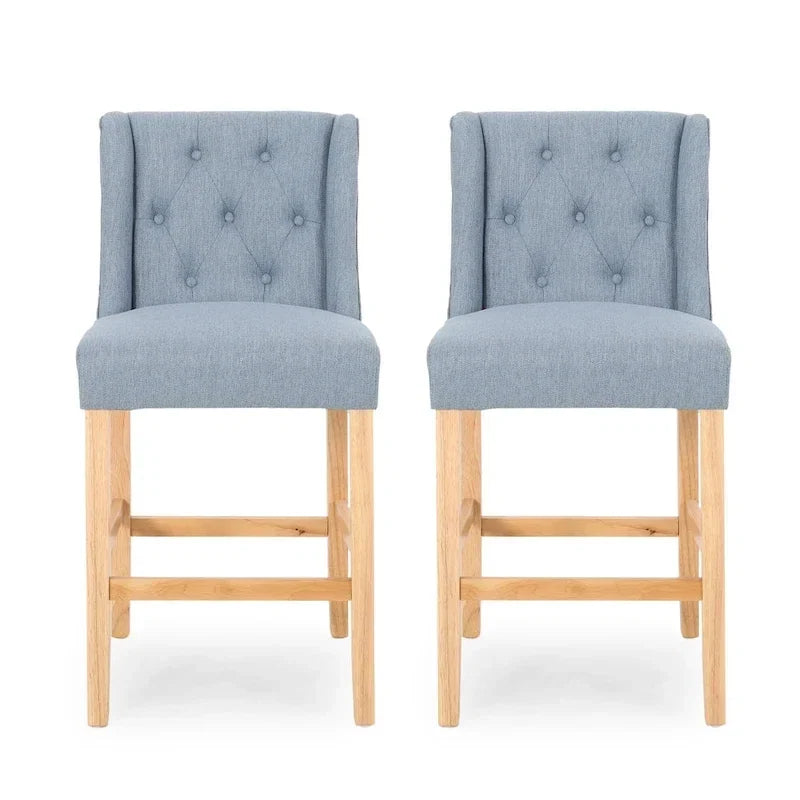 Button-Tufted Wingback Counter Stools (Set of 2)